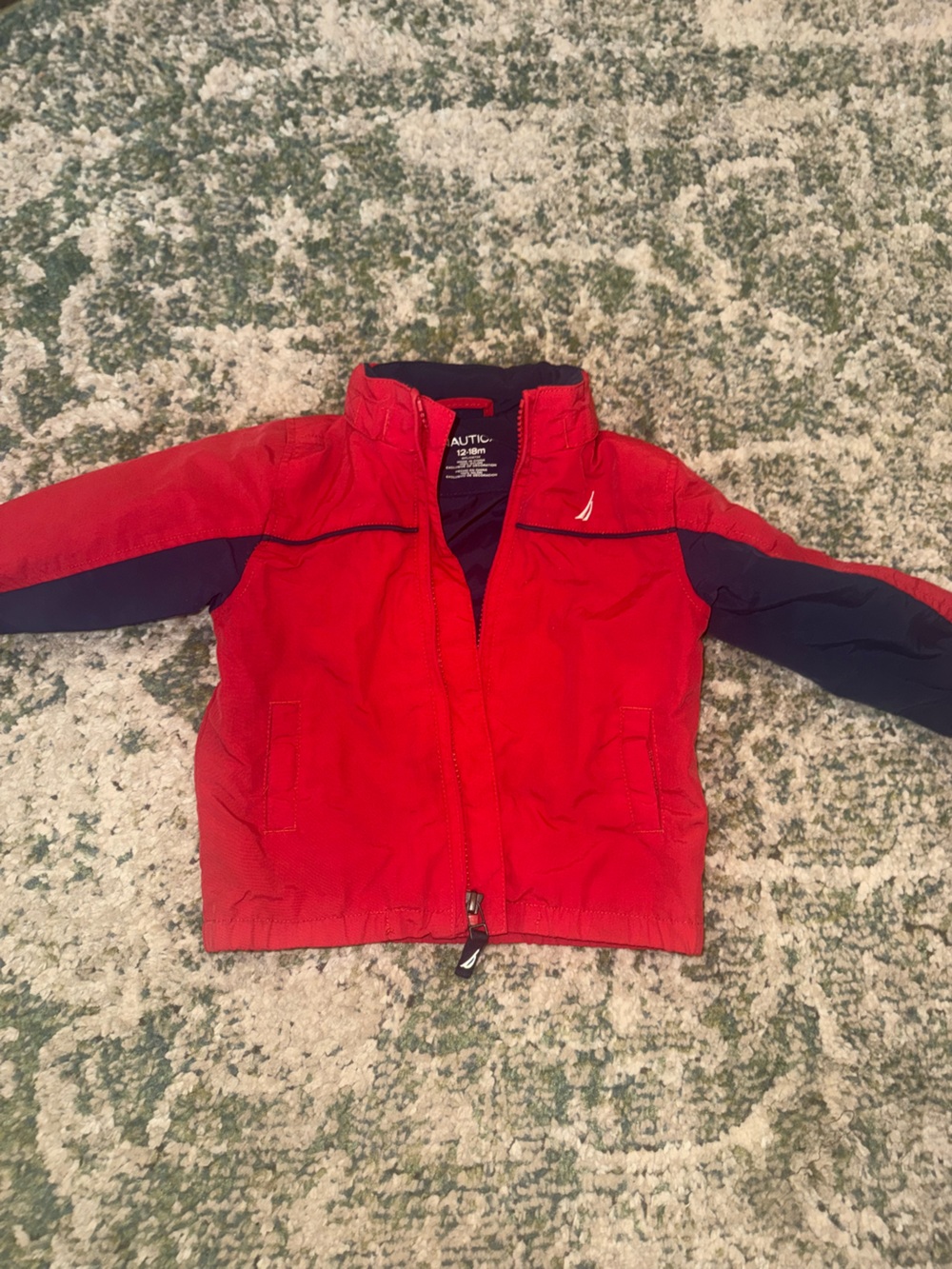 Nautica Red Jacket with Navy Sleeves and Trim - Kids Puffer Style